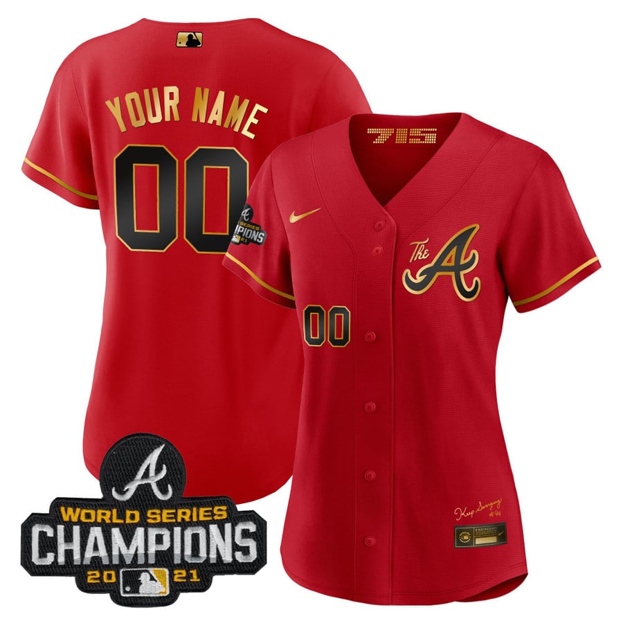 Atlanta Braves The A Gold Flag Custom Jersey - All Stitched - Vgear