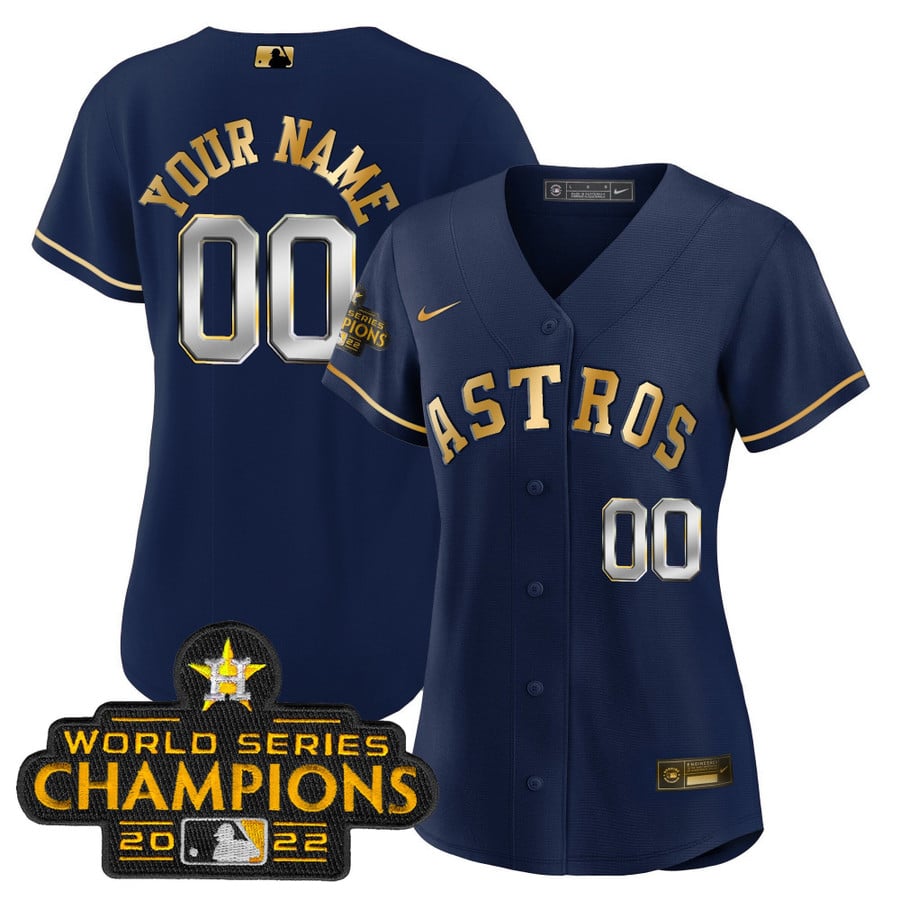 Astros 2023 Champions Orange Gold Custom Jersey - All Stitched - Vgear