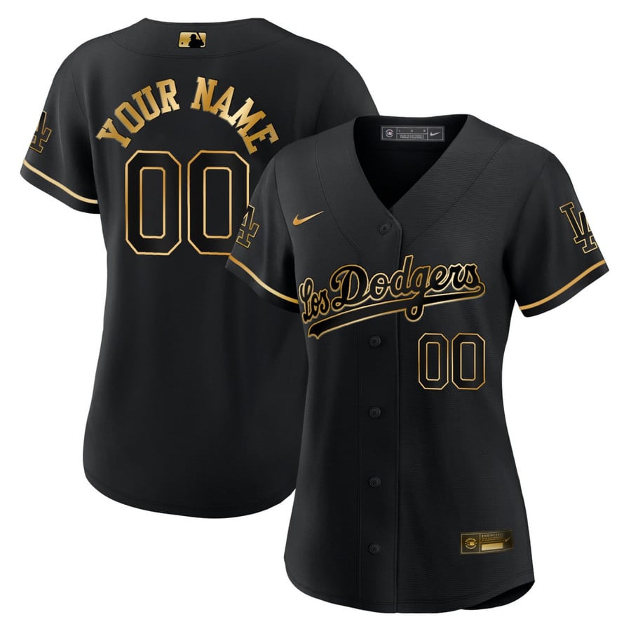Women's Los Angeles Dodgers Black Gold Custom Jersey - All Stitched -  Nebgift