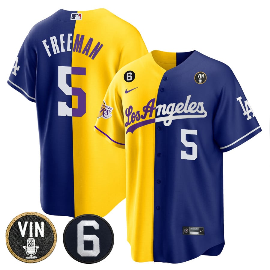 Men's Split Dodgers - Lakers Cool Base Jersey - All Stitched - Nebgift