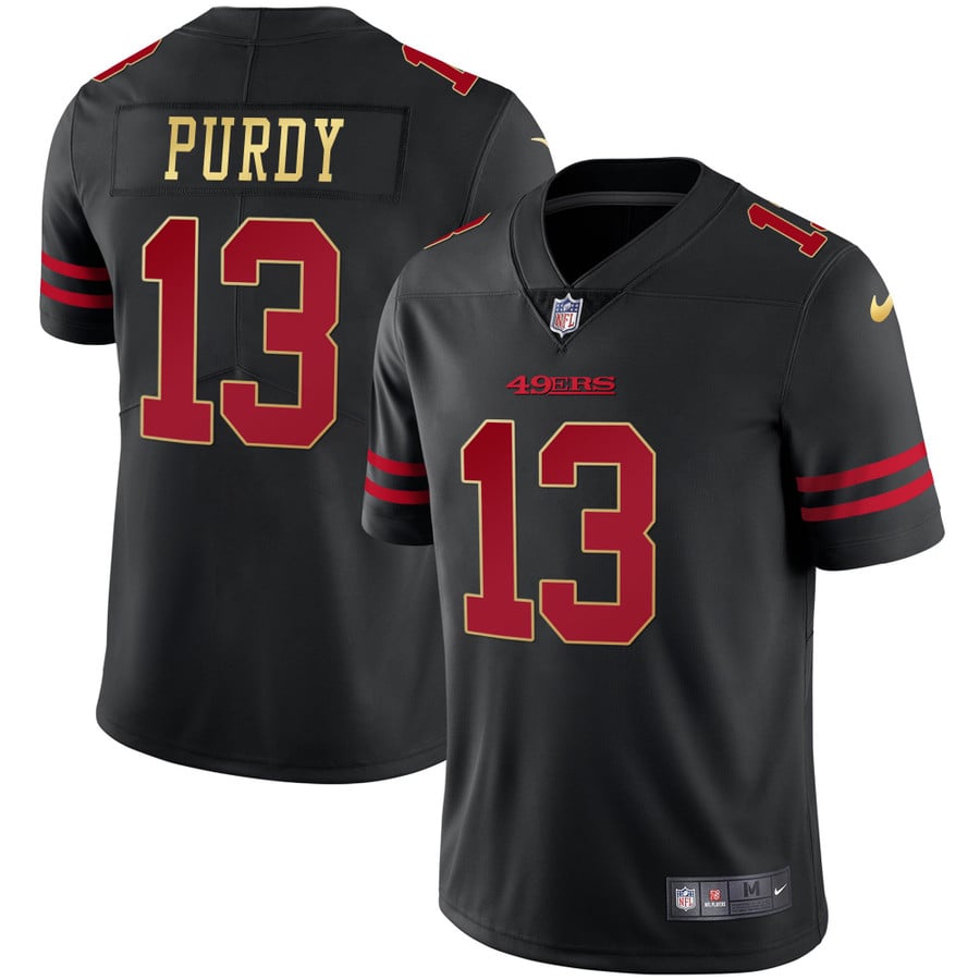 Men's 49ers Black Red Gold Blooded Jersey - All Stitched - Nebgift