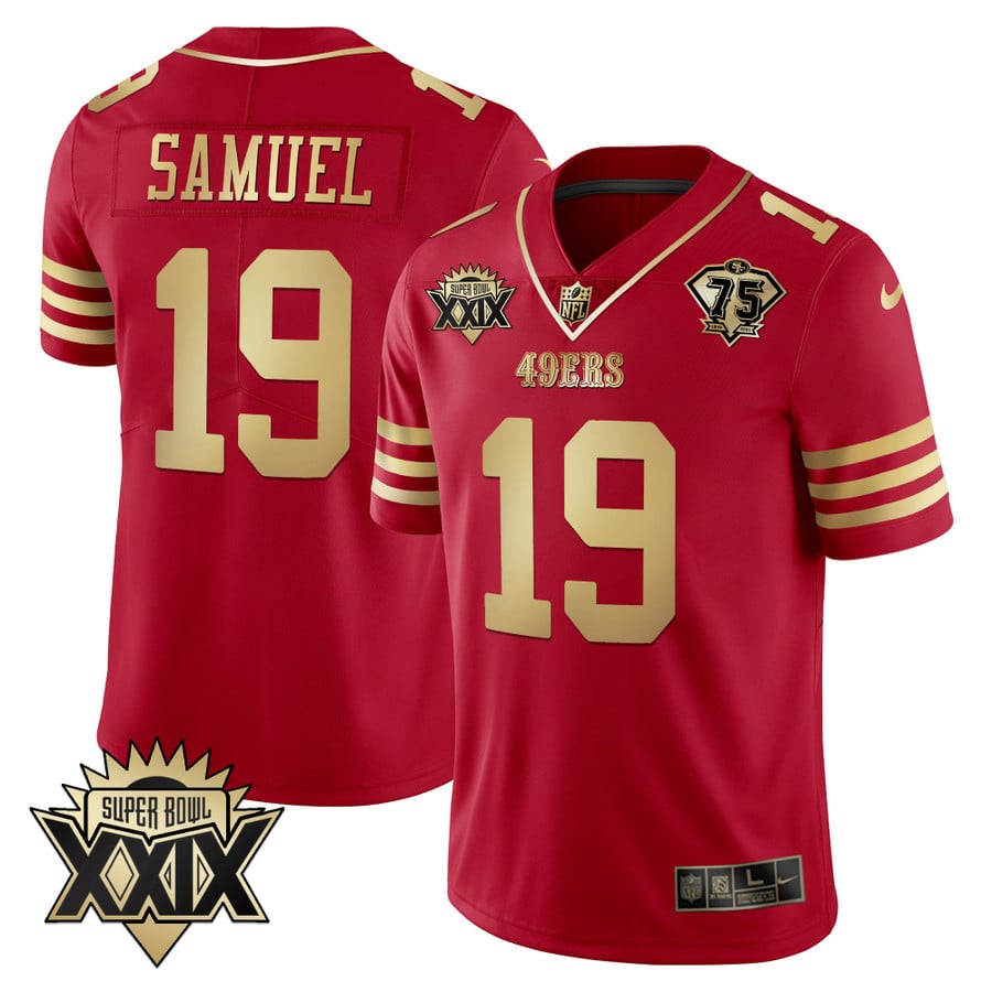 Men's 49ers Super Bowl XXIX Patch Black Red Gold Jersey - All Stitched -  Nebgift
