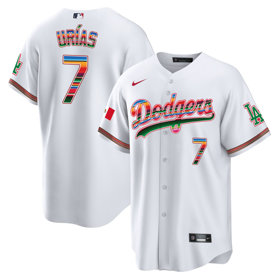 Custom Los Angeles Dodgers Jerseys Mexican Heritage Night White Cool Base  Jersey