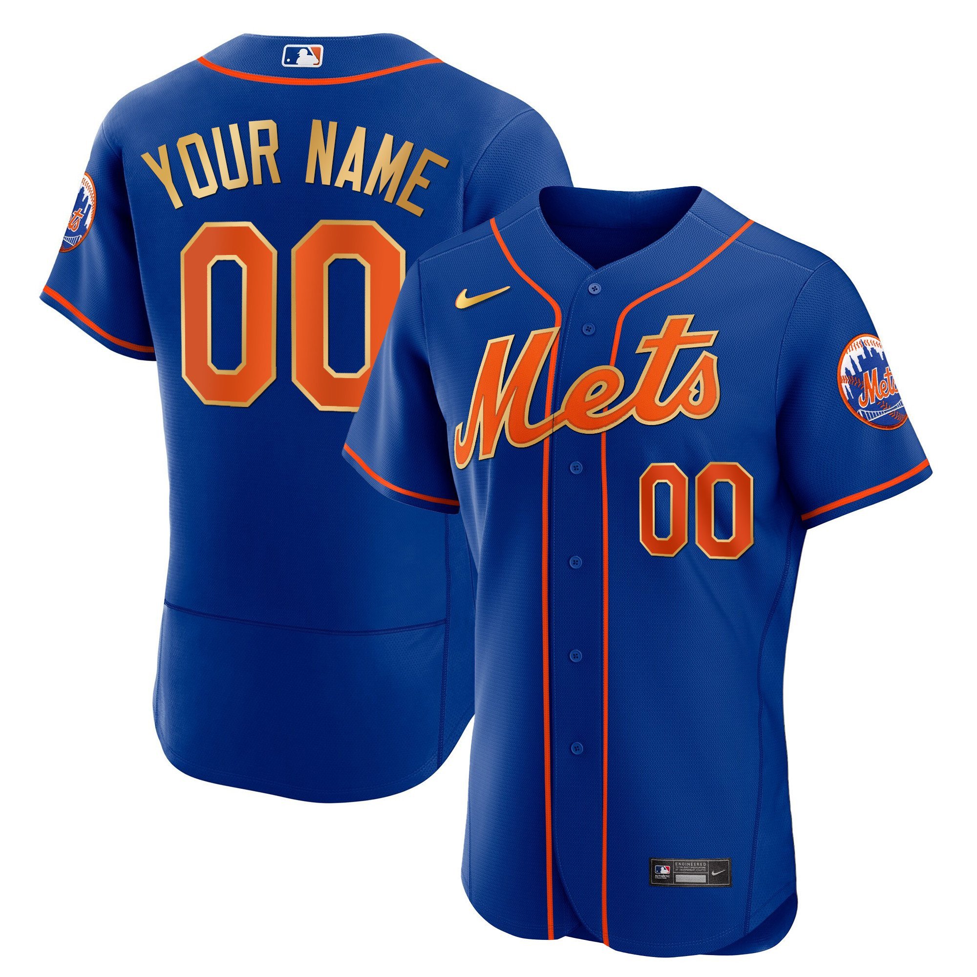 New York Mets Gold Custom Jersey - All Stitched - Nebgift