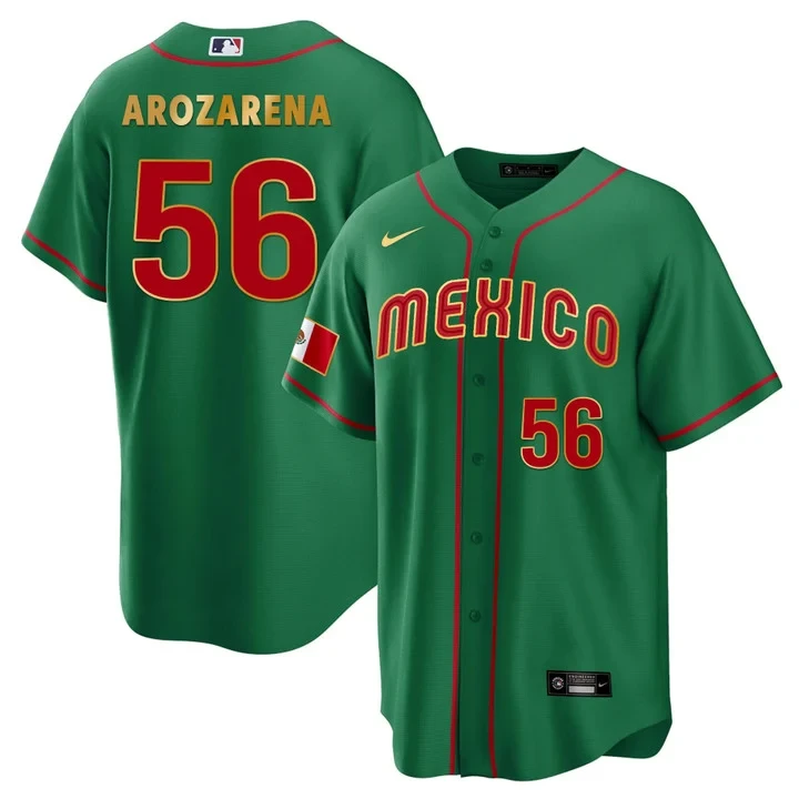 Randy Arozarena Mexico Jersey Green Gold - All Stitched - Nebgift
