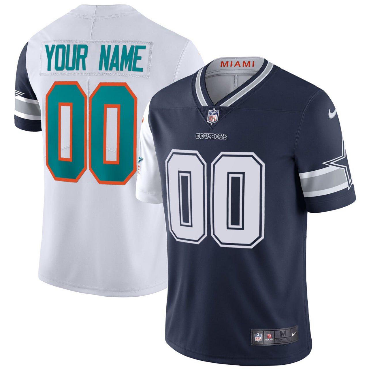 Dallas Cowboys Mix Miami Dolphins Custom Jersey - All Stitched - Nebgift