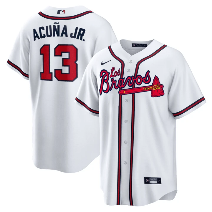 Ronald Acuna Jr. Atlanta Braves Los Bravos White Jersey - All
