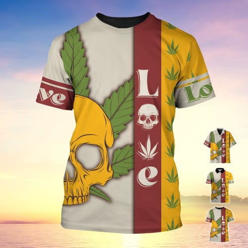 Love Stoner Skull Hawaii Polo T-Shirt All Over Printed MH090502