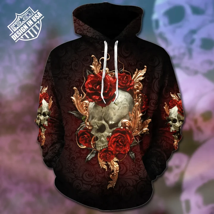 Premium Unique Skull Rose Hoodie Ultra Soft and Warm VDT10007MD