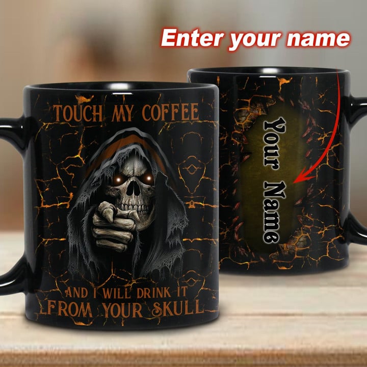 Touch My Coffee Orange Skull Coffee Mug TVN180804 | Monlovi