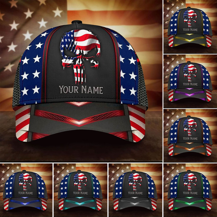 The Best US Flag Skull Cap Patriotic Multicolored Personalized | Ziror