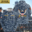 US Navy Military Camouflage 3D Clothings Custom Your Name And Rank NPVC02061027