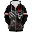 US Veteran - American Flag Skull & The Solider Unisex Zip Hoodie TT221001-VET