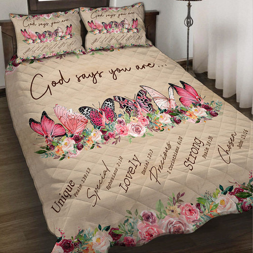 Premium God Says You Are Butterfly Breast Cancer Awareness Bedding Set NPVC150929