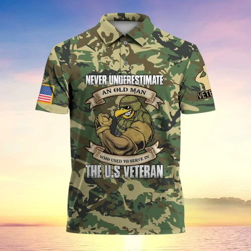 Never Underestimate An Old Man US Veteran Polo PVC21130106