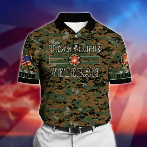 Premium US Military US Marines Veteran Polo Shirt PVC25030303