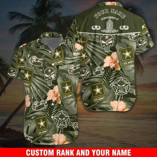 Army Military Hawaii Shirt Custom Your Name And Rank NPVC02061009