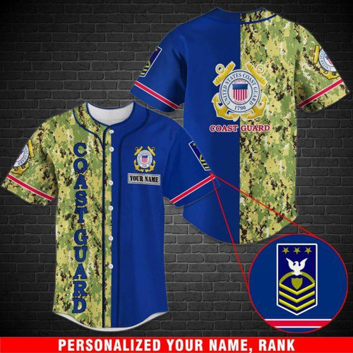 US Coast Guard Military Baseball Shirt Custom Rank And Personalized Your Name NPVC02061019