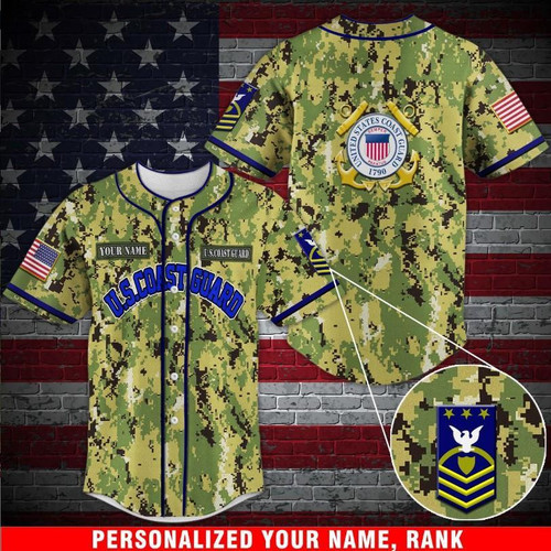 Coast Guard Baseball Shirt- Military Baseball Shirt Custom Rank And Name NPVC02061020