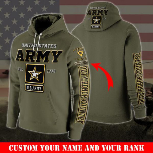 Army United State Army Military 3D Hoodie , Custom Your Name And Rank NPVC02061023
