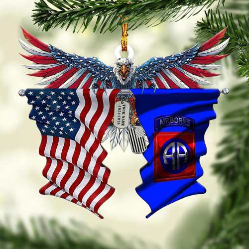 82nd Airborne Military Eagle Ornament, Gifts For Veteran , Custom Wood Ornament
