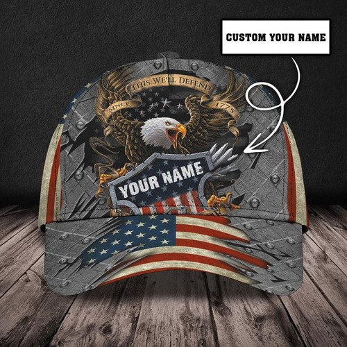 Custom Name Veteran Snapback Cap for Men Women, Eagle Cap Gift for Veteran