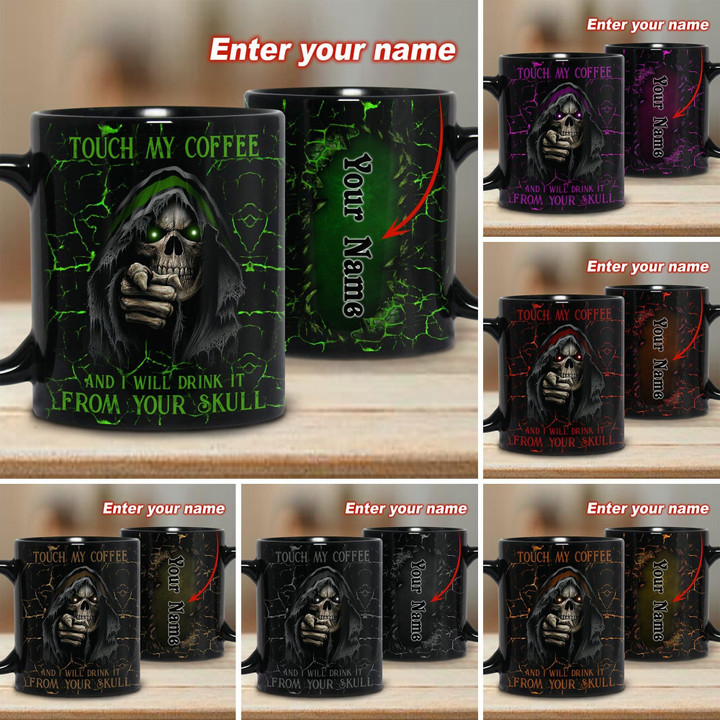 Touch My Coffee Green Skull Coffee Mug TVN180804 | Monlovi