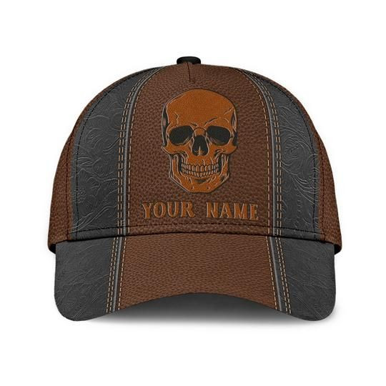 Premium Skull Leather Pattern Classic Cap Personalized | Ziror