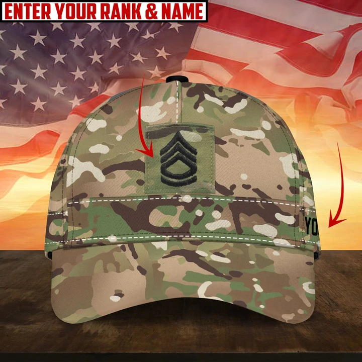 Premium Customized Name And Rank US Army Veteran Cap PVC17020401