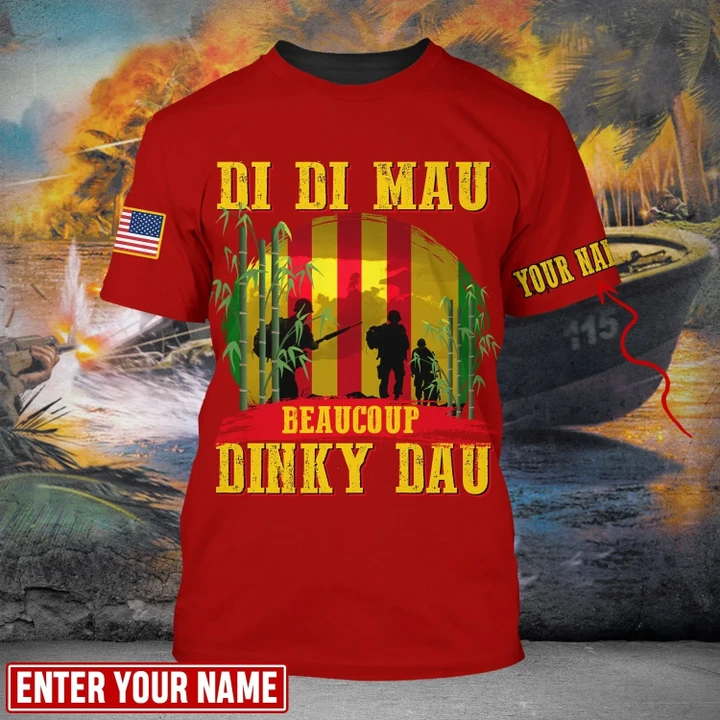 Custom Name Di Di Mau Dinky Dau Vietnam Veteran Red Color T-shirt TVN17010302