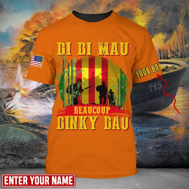 Custom Name Di Di Mau Dinky Dau Vietnam Veteran Orange Color T-shirt TVN17010307