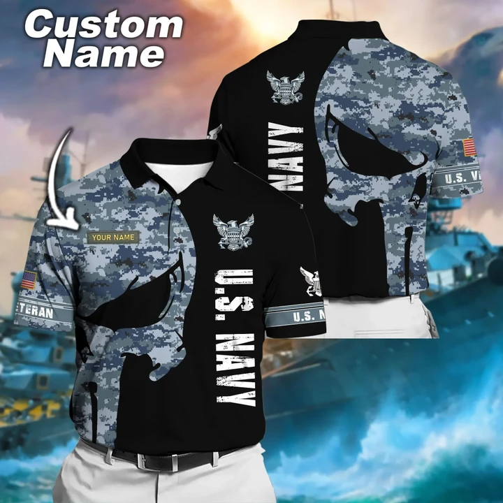 Premium Custom Name US Navy Polo Shirt PVC2401030202