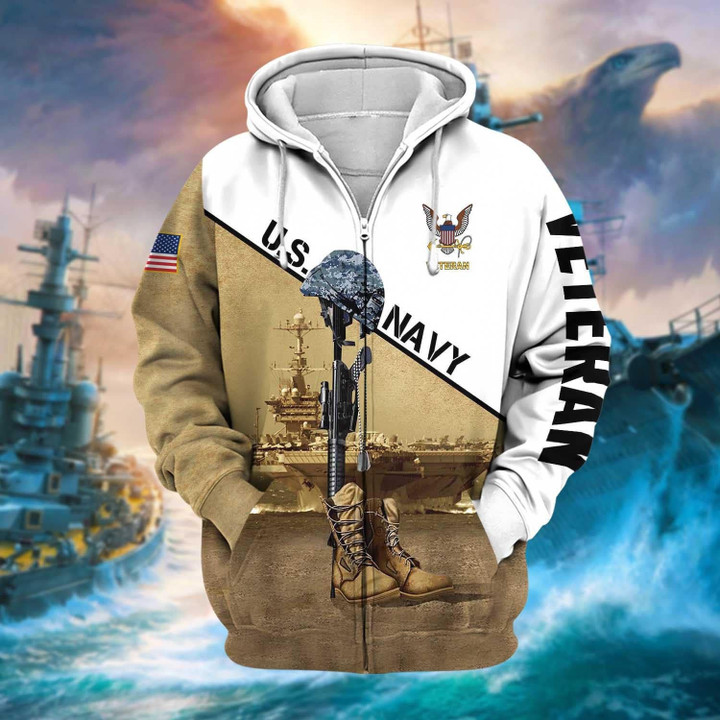 Premium US Military US Navy Veteran Zip Hoodie NPVC30080102