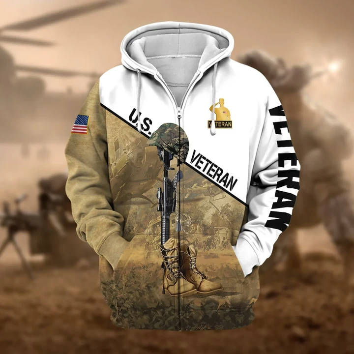 Premium US Military US Veteran Zip Hoodie NPVC30080106