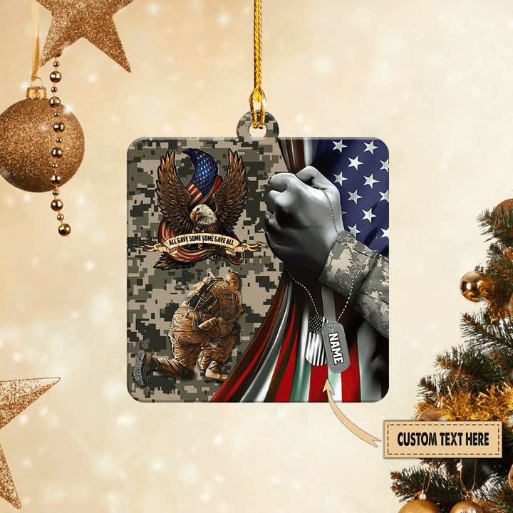 Custom Name Tag Veteran Christmas Tree Hanging Aluminum Ornament 21102101.CHC