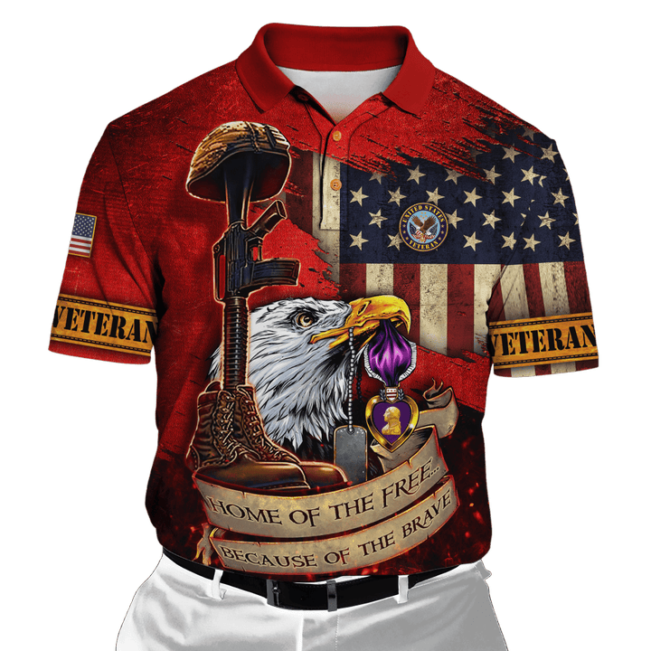 US Veteran - Home Of The Free 3D All Over Printed Unisex Polo Shirts MH25082202 - VET