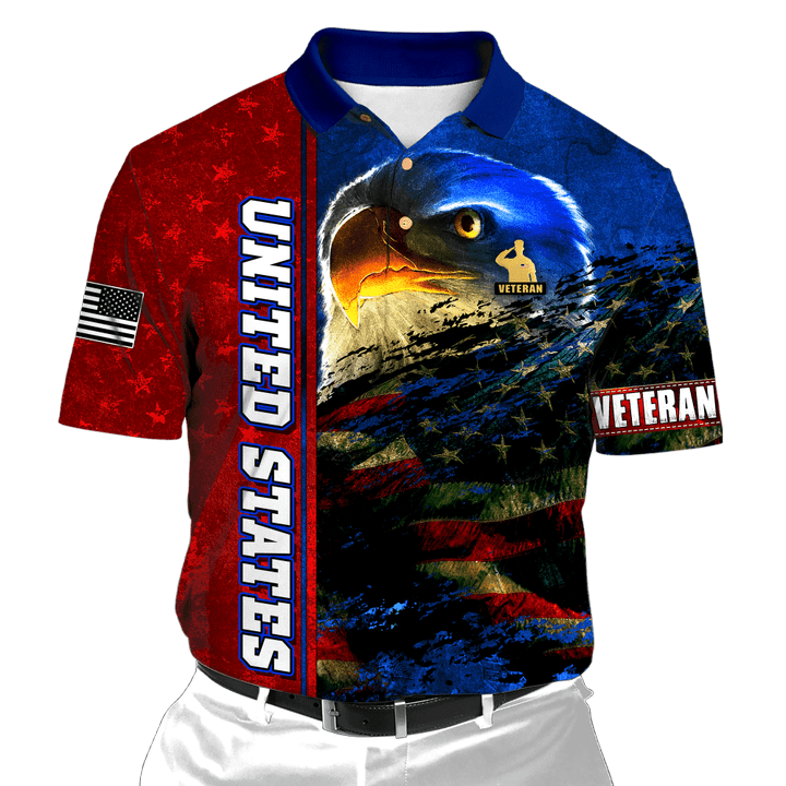 US Veteran - Eagle With American Flag Unisex Polo Shirts MON24102201-VET