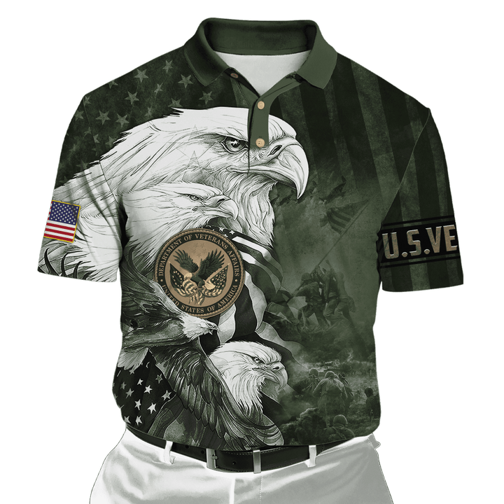 All Over Printed U.S Veteran Polo Shirt