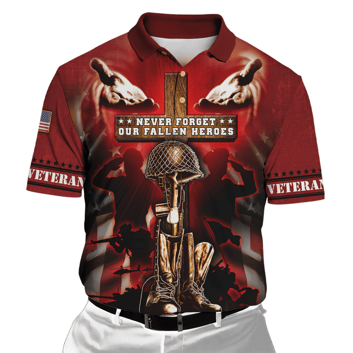 US Veteran - Never Forger Our Fallen Heroes 3D All Over Printed Unisex Polo Shirts MH18082201 - VET