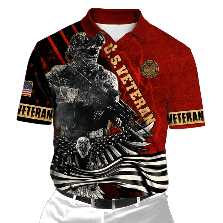 US Veteran - Solider Eagle Lightning 3D Unisex Polo Shirts MON13102201VET