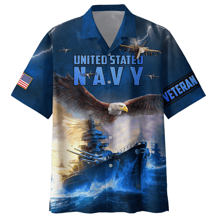 Eagle US Navy Veteran 3D All Over Printed Unisex Hawaiian Shirt MH02082202- NA