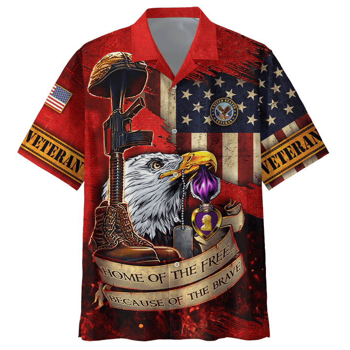 US Veteran - Home Of The Free 3D All Over Printed Unisex Hawaii Shirts MH25082202 - VET