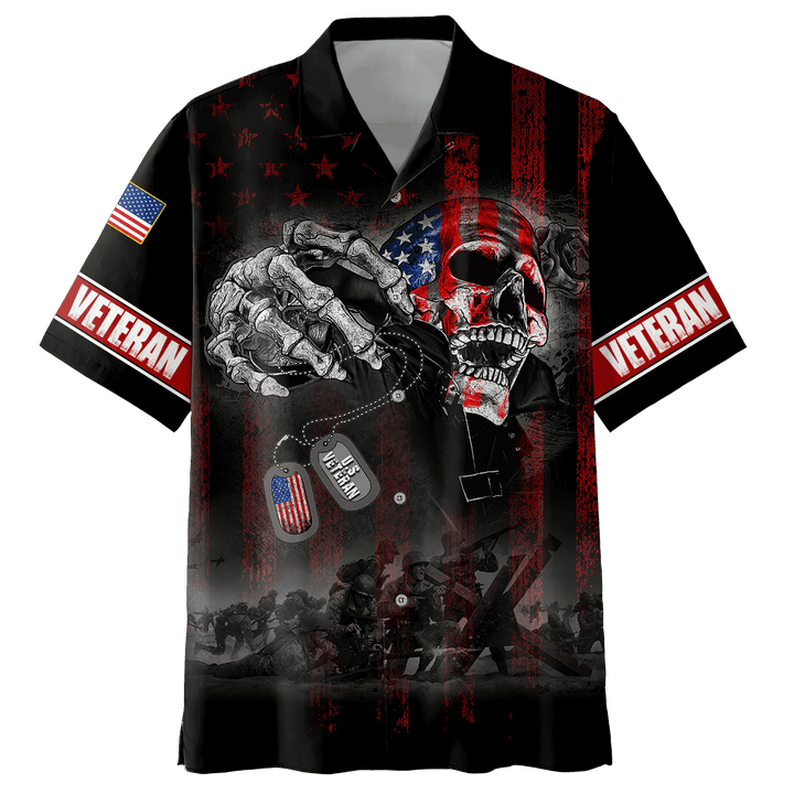 US Veteran - American Flag Skull & The Solider Unisex Hawaii Shirts TT221001-VET