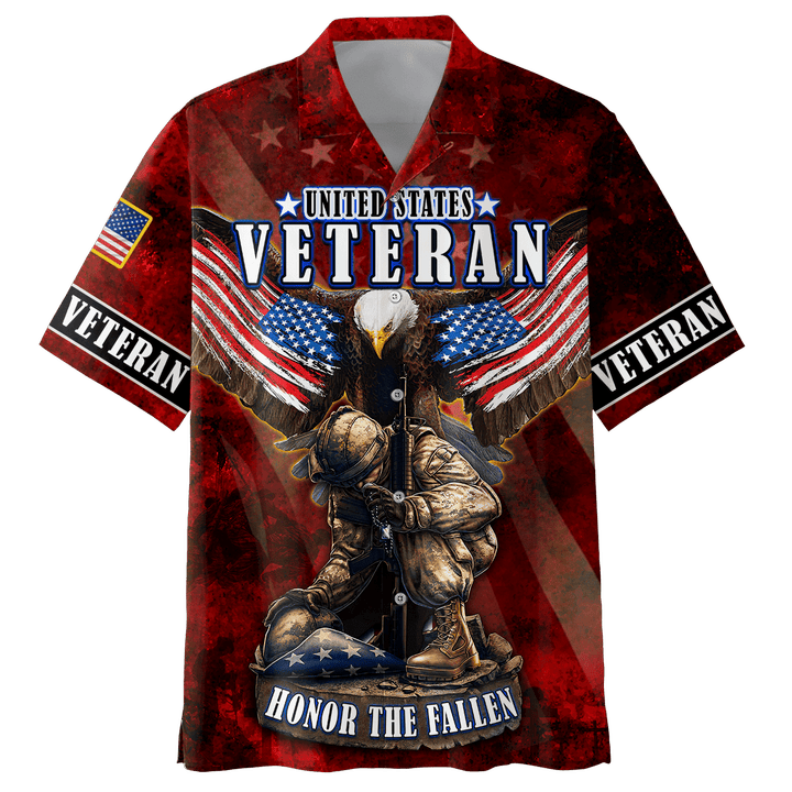 US Veteran - Eagle With American Flag Honor The Fallen Hawaiian Shirt TT011001- VET