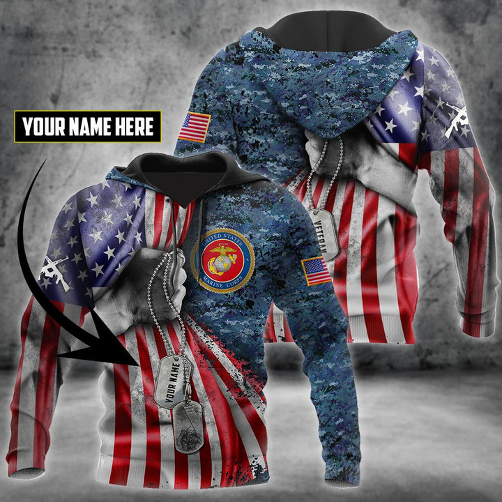 US Marine Corps tag Custom name 3D shirts for men and women