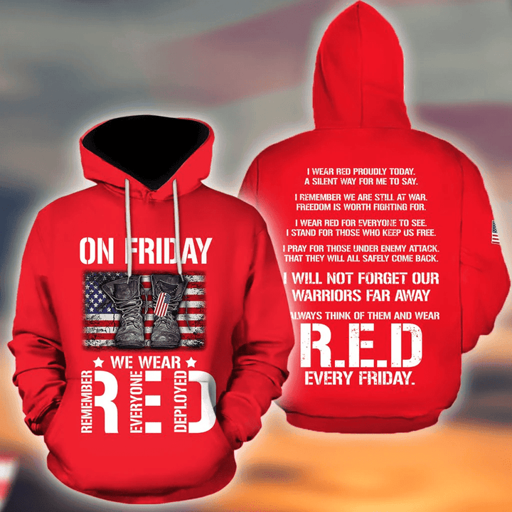 On Friday We Wear Red 3D All Over Printed Shirts For Men and Women TA09222001