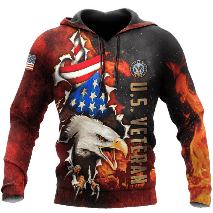 US Veteran - Eagle And The Solider 3D All Over Printed Unisex Hoodie MH24082201- VET