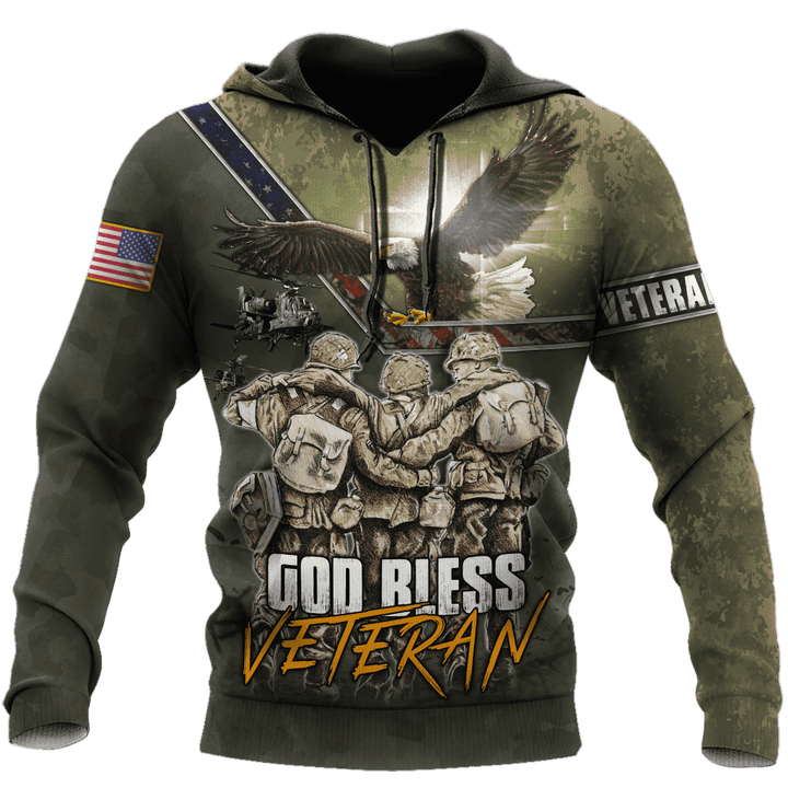 US Veteran - God Bless Veteran Eagle Solider Unisex Hoodie MON12082201-VET