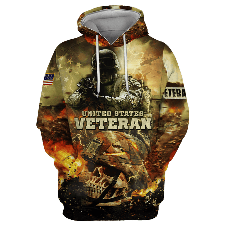 US Veteran - Skull War Flag Unisex Hoodie MON25102202-VET