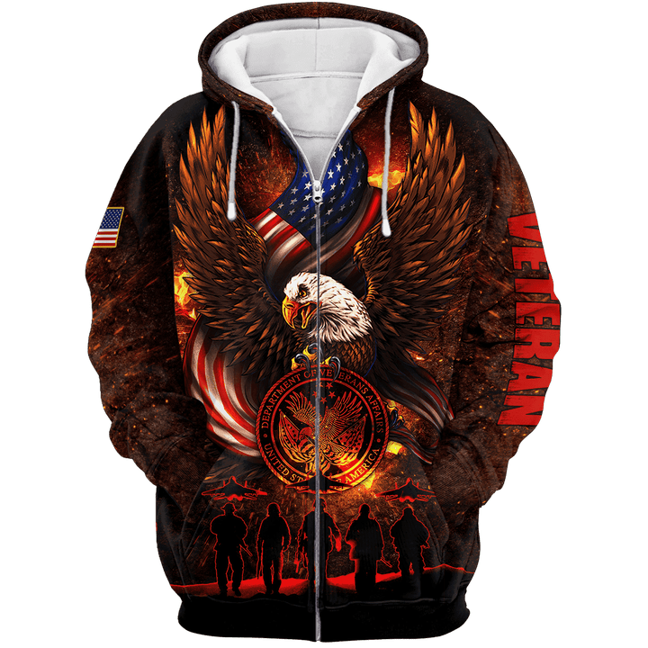 US Veteran - Eagle & The Solider Unisex Zip Hoodie MON24102202-VET
